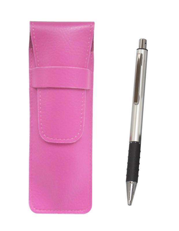 ピンクシボ革ペンケース メタル＆ピッチグリップボールペンシルバー SASP-WZS2062BP(3)