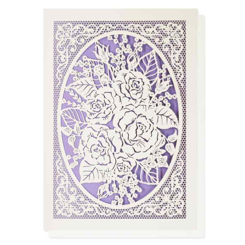 【 メッセージ カード バラ レース 紫 女性 】 リーフ ワーク カンパニー グリーティング サンキュー ありがとう 大人向け ハンドメイド 手作り 封筒付き...