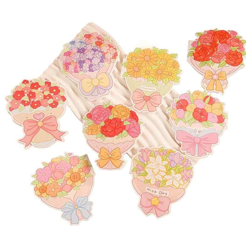 メッセージ カード ありがとう お祝いカード 薔薇 花束 花 フラワー ブーケ 型 ローズ グリーディング お祝い 祝福16枚(各デザイン2枚、計8デザイン)