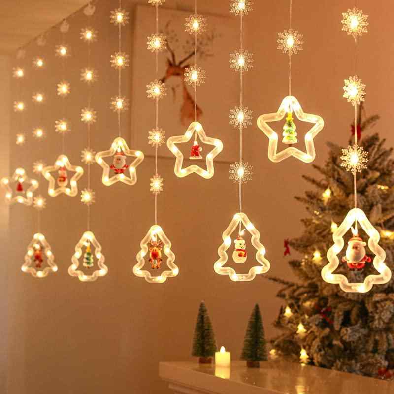 SITEDAN クリスマス カーテンライト LED イルミネーションライト クリスマスライト リモコン付き ストリングライト 星型 飾りライト 雰囲気作り