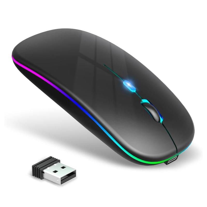 マウス 無線 Bluetooth5.2 ワイヤレスマウス 静音 小型 軽量 高精度 瞬時接続 Type-C充電式 ブルートゥース 2.4GHz 3段階DPI切替 ゲーミングマウス 省エネ 多彩変換ライト 光学式 高耐久性Mac/Windows/Sur