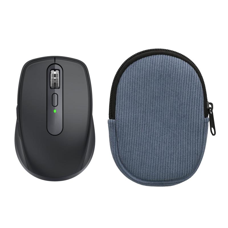 kwmobile Logitech MX ANYWHERE 3 / ANYWHERE 3S対応 保護ケース マウス 耐衝撃 - コーデュロイ マウス保護 収納ケース 黒色