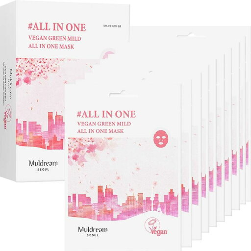 ムルドリーム ヴィーガンマスク ALL IN ONE MASK 10枚入り(個包装) 韓国コスメ シートマスク パック 美容液 MULDREAM ヴィーガン グリーン マイルド オールインワンマスク MVCマイルドマスク ムルドリーム ヴィーガンマスク ALL IN ONE MASK 10枚入り(個包装) 韓国コスメ シートマスク パック 美容液 MULDREAM ヴィーガン グリーン マイルド オールインワンマスク MVCマイルドマスク