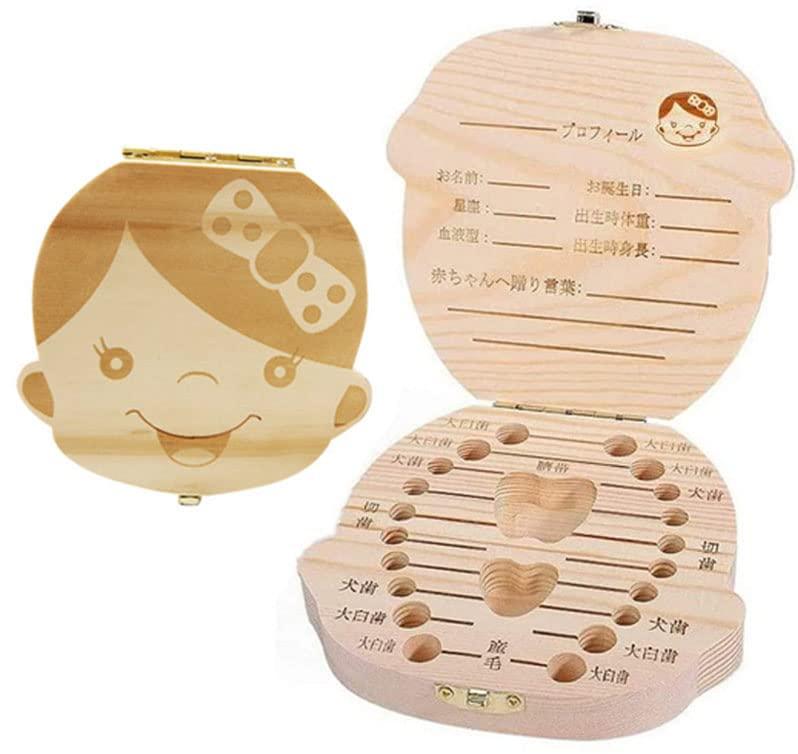 Enjoy Youth 乳歯ケース 木製 乳歯入れ 防湿ケース 日本語版 収納 出産祝い 男の子/女の子 ベビートゥ..