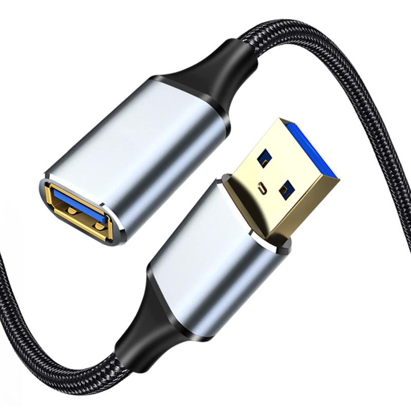 USB 3.0 延長ケーブル 金メッキコネクタ 5Gbps高速データ転送 USBケーブル Aオス-Aメス 延長コード ナイロン編み グレー