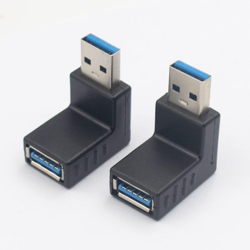 【Poyiccot】USB3.0アダプタ 方向変換 (上向き/上向き：1種類2セット) ノーマル type L 字型角度変換/変更 USBコネクタ (上向き/上向き)