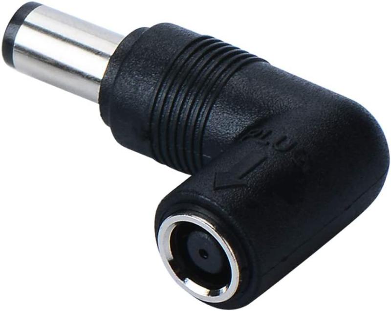 ノートパソコン用 DELL、Alienware、HP など 電源プラグ L型変換アダプター （オス・メスともに）外径 7.4mm / 内径 5mm センターピン有り L型 / 90度変換 / 角度 DCプラグ 変換アダプター