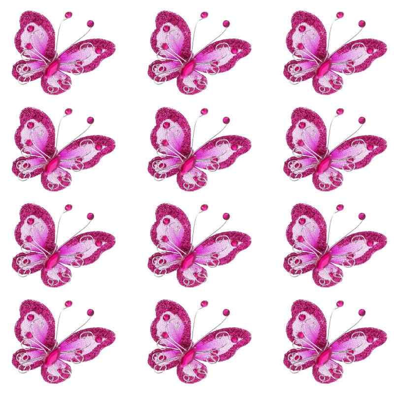 PATIKIL クラフト用バタフライ12個 2.2&quot;メッシュワイヤーグリッターバタフライ バタフライDIYクラ..