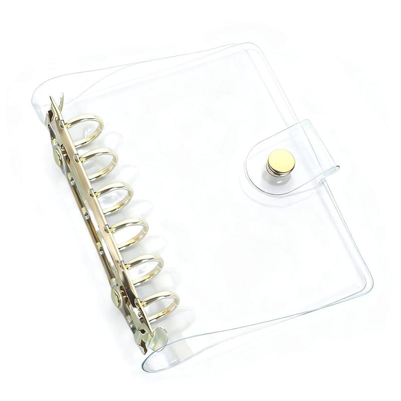 サムコス システム手帳 6穴 ノートカバー 透明バインダー システム手帳 PVC メタルリング 6個のリング 鍵付き手帳 日記帳 リング バインダー クリアポケット