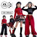 韓国 赤 黒 キッズダンス衣装 女の子 ジャズ チア ヘソ出し ダンス衣装 セットアップ スカート カーゴパンツ トップス 長袖 子供服 ヒップホップ ファッシ...