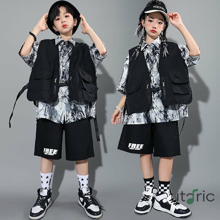 キッズダンス衣装 セットアップ hiphop 中華風 チャイナー風 タイダイ柄 キッズ ファッション 女の子 ..