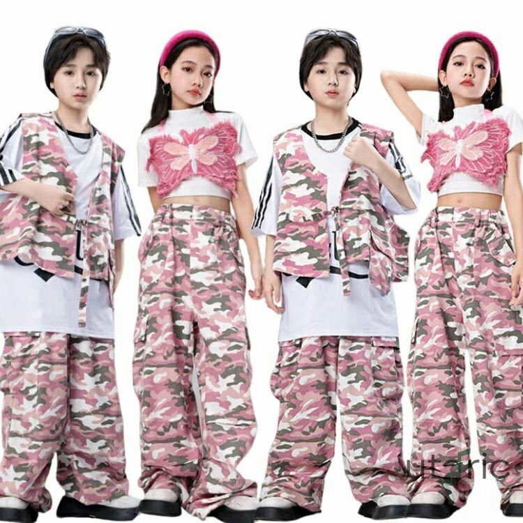 キッズダンス 衣装 パンツ 柄 ヒップホップ 迷彩 ピンク キッズ ダンス 衣装 ファッション 女の子 子供..
