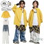 イエロー シャツストライブ柄 ストリートダンス 衣装 キッズダンス衣装 セットアップ 子供服 男の子 女..