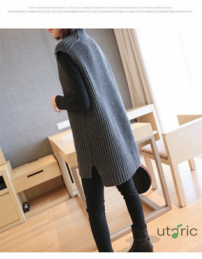 セーター ニット レディース ベスト ロング丈 チュニック ニットセーター ハイネック 秋冬 ニットベスト タートルネック トップス ノースリーブ 無地 リブ編み ニットトップス ショート丈 袖なし セーター 重ね着 お洒落 アウター 無地 レイヤード プルオーバー