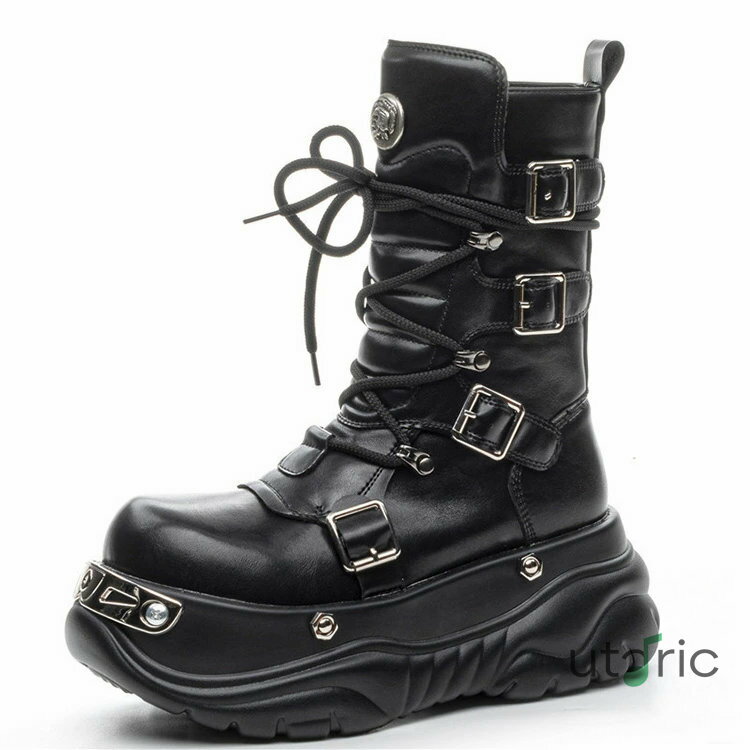 レーシングブーツ メンズ レディース 厚底靴 Y2K ショートブーツ エンジニアブーツ アイドル カジュア..