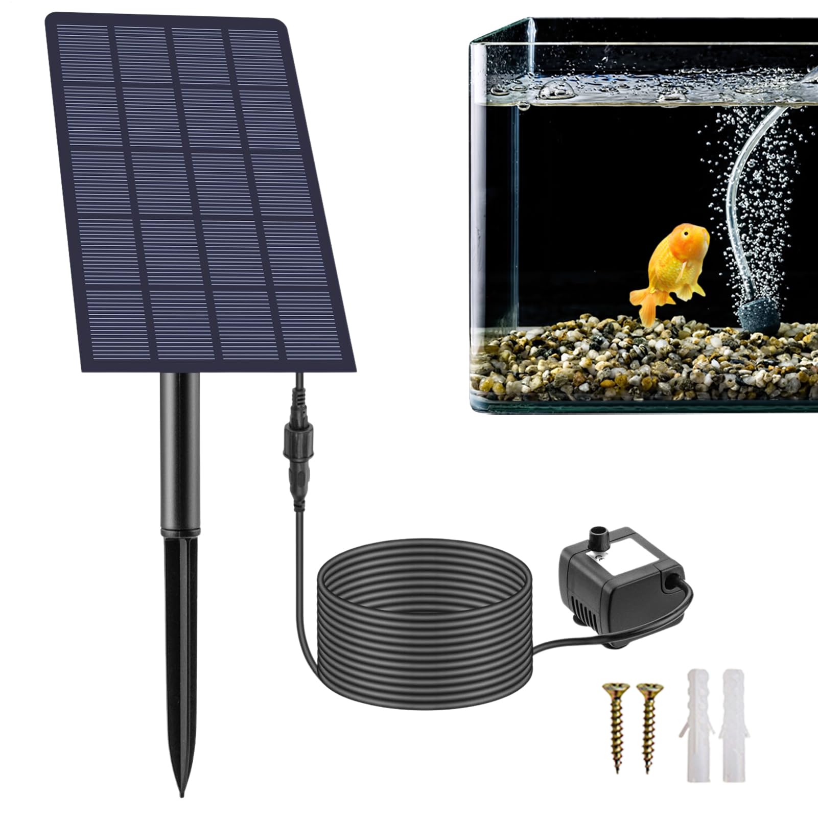 ソーラー酸素エアポンプ 太陽光発電池バブラーエアレーター 水族館エアポンプ 屋外ソーラープール池エアレーター ガーデニング用低騒音水循環ポンプ