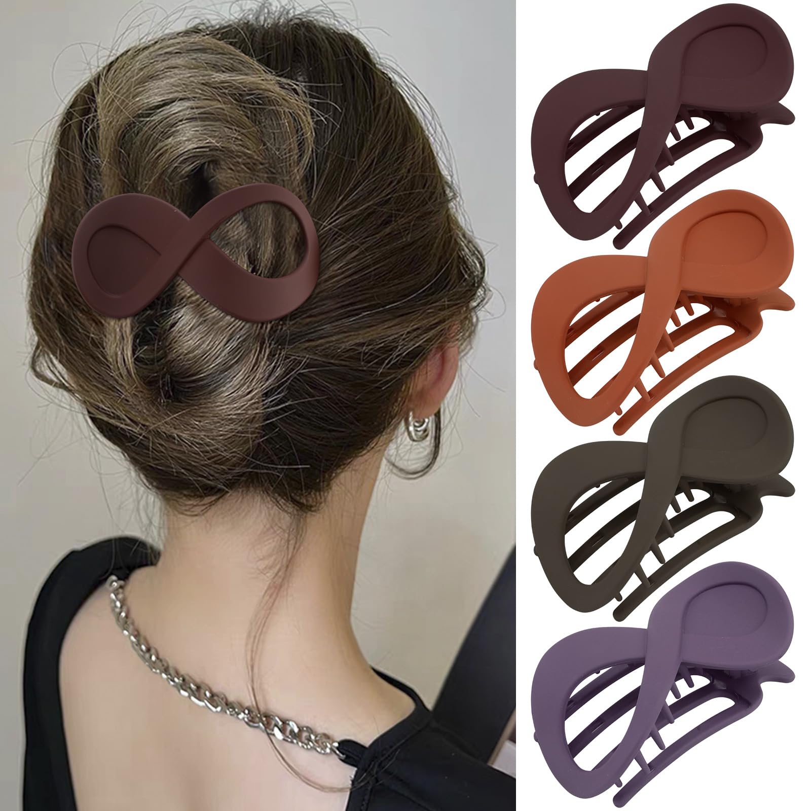 Rakuten - 4個 フラットヘアクリップ アクリル ワニ口大 バンスクリップ 太い 細毛 強力 グリップ アヒル 請求 バナナ ヘアクリップ スタイリング用 ヘアバレッタ アクセサリー 女性用 ガールズ ギフト ブラック ヘアクリップ 07