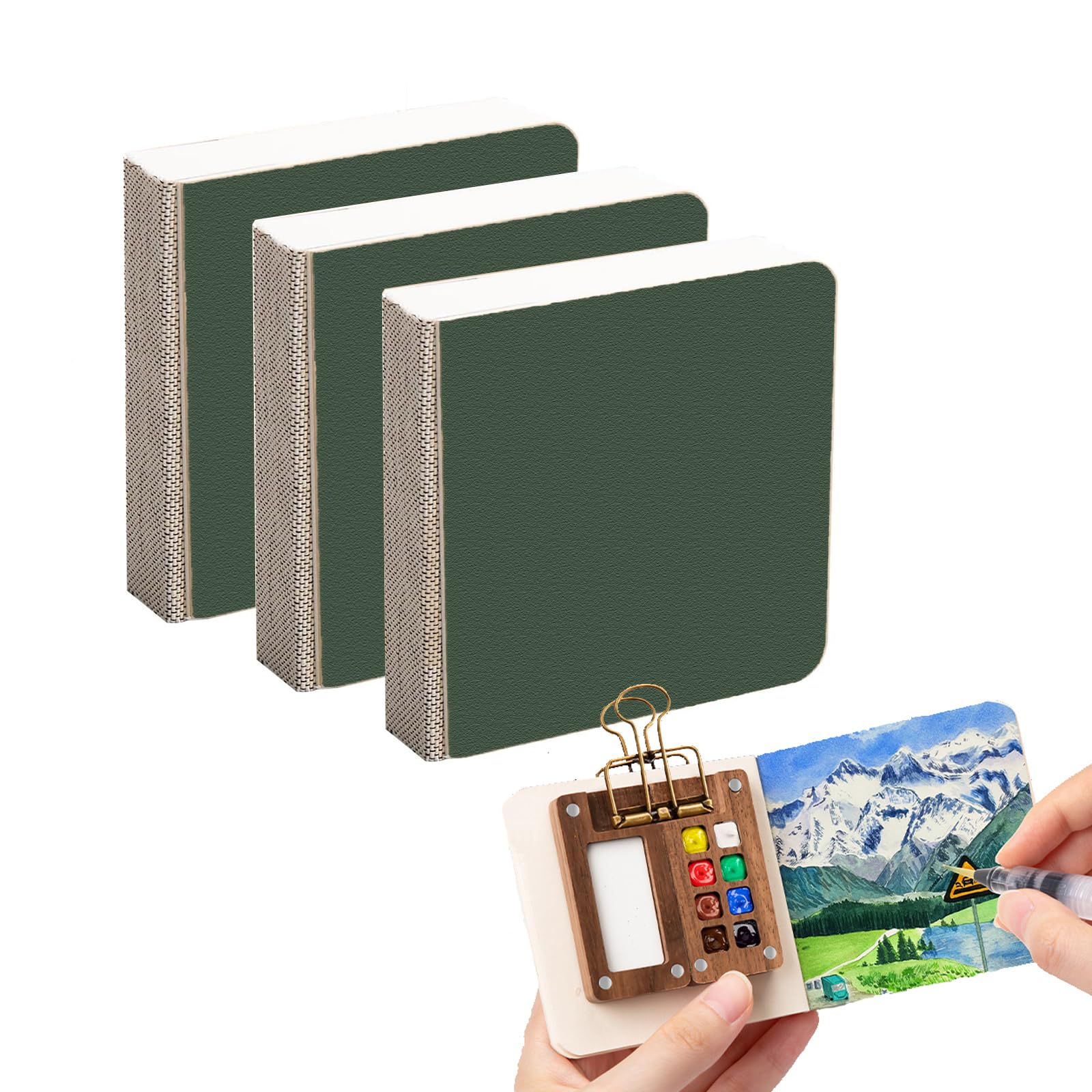 Rakuten - ミニお絵かきスケッチブック 小型 旅行用 水彩セット ノートブック 紙 ブランク 正方形 ポータブル 旅行用 アートパッド スケッチブック 絵画用 学生用品 3.18 3.18インチ