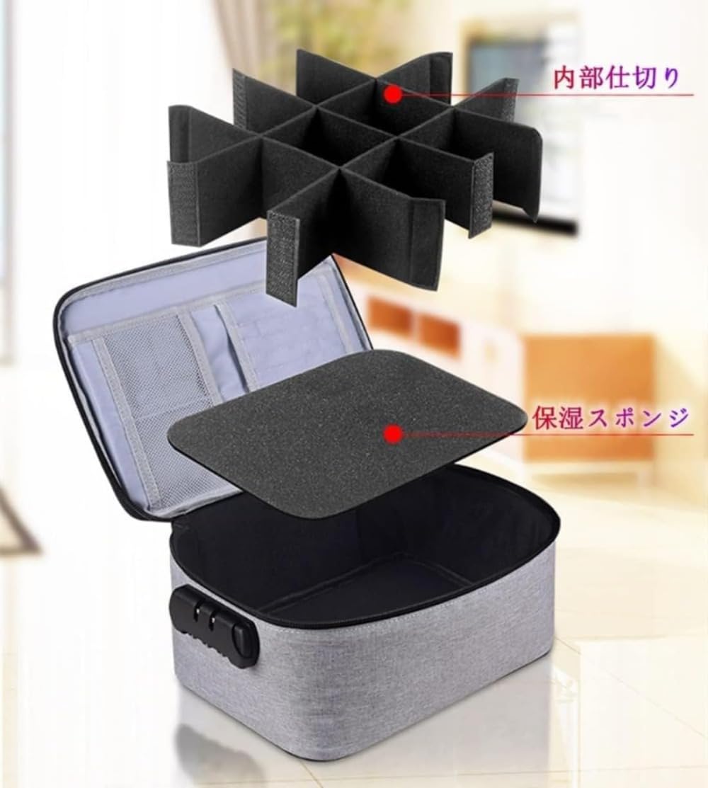 印鑑ケース 法人用 個人用 印鑑 一括収納 印鑑保存袋 ケース ダイヤルロック式 手提げ トラベルポーチ ガジェットポーチ カード 貴重品 収納ポーチ 防犯 防災 旅行 出張 便利グッズ 内部仕切り調整可能 撥水 防傷素材 255*180*105 (黒です) (青です) utaric-10034787 utaric サンプル画像3