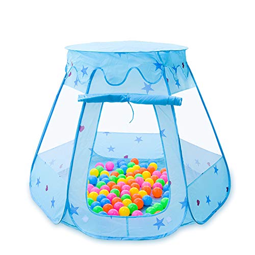 Rakuten - キッズテント お城 ボールハウス 折り畳み式 プレイハウス 室内遊具 子供 幼児 ベビー用 室外 ボールプール テント ブルーピンクオプション (ピンク)