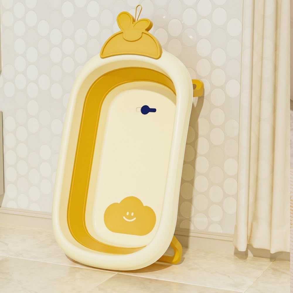 Rakuten - 幼児浴槽赤ちゃん大型浴槽折りたたみ式幼児・子供用品座ったり寝たり子供家庭用新生児浴槽 (イエロー ベビーバス)