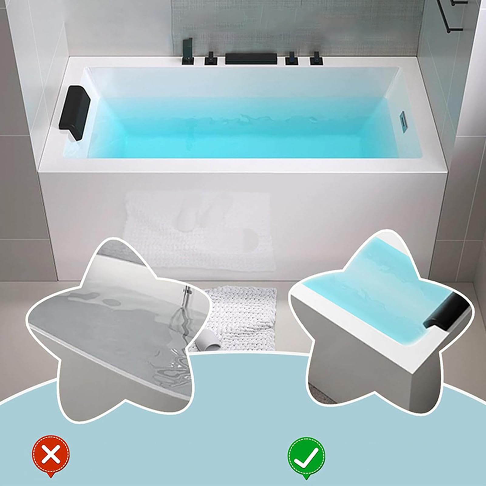 シャワースプラッシュガード - バスタブコーナープロテクター、吸引シール|バスルーム用のウォーターバリアシールド、キッズバス用の浴槽エッジスプラッシュガード、浴場、家の使用、床の水の混乱を防ぐ