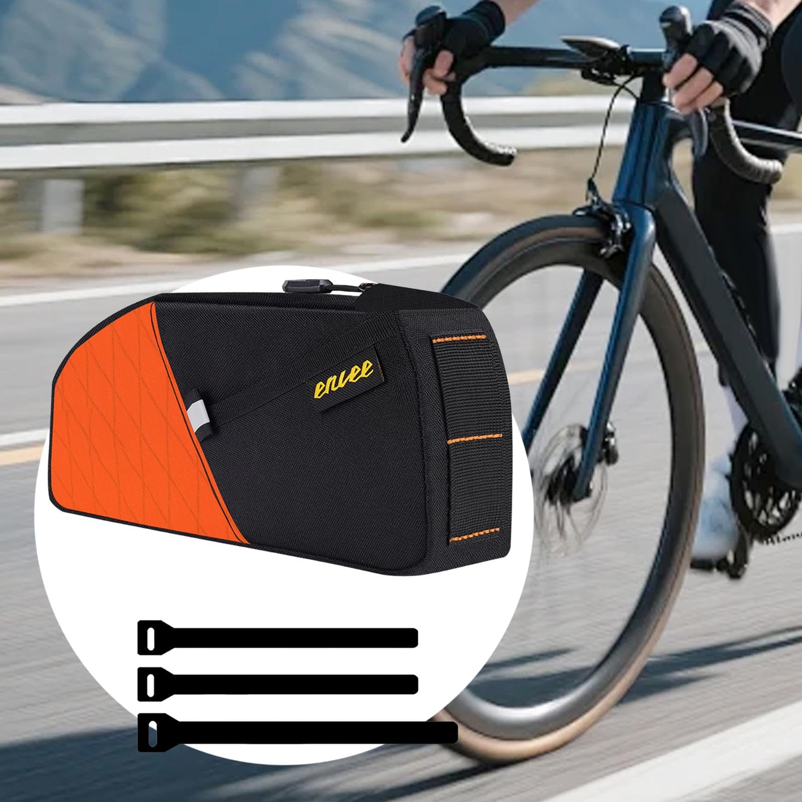 自転車フレーム収納バッグ、ストラップ付きポーチ、ポリエステルナイロン防水フロントチューブバッグ、折りたたみ自転車用サイクリングパック 白