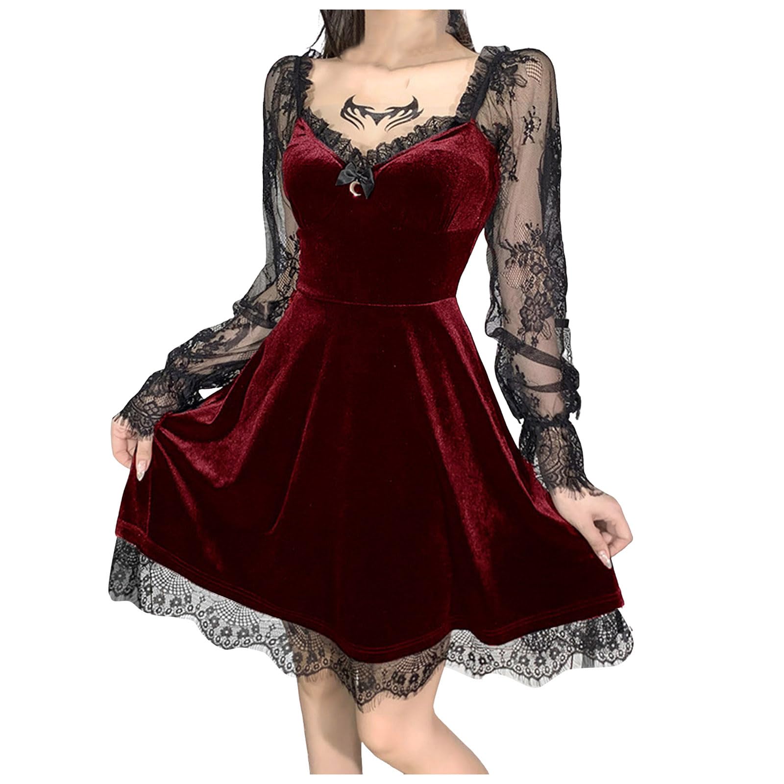 Rakuten - レディース ゴシックドレス レース トレンド ラッフルスリーブ ロングドレス ワンピース ハロウィン ゴスロリ 原宿系 森ガール 地雷系 お姫様 可愛い おしゃれ コスチューム 仮装 舞台衣装 小悪魔 パーティー イベント 撮影 学園祭