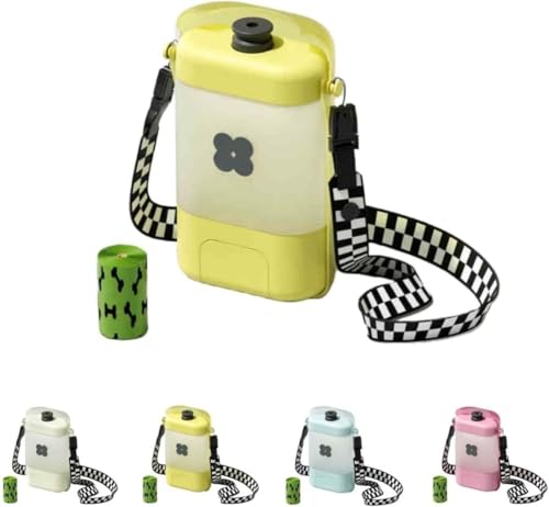 犬用 水飲み器 給水ペットボトル 散歩グッズ 給水器 水筒 食皿 おしっこシャワー 兼用 犬水入れボトルウォーターボトル 給水器 コップ不要 持ち運び便利 ペット用品 ゴミ袋付き ワンちゃんに水分を補給させるのにぴったり、食品容器に使われるプラスチック製 (ピンク)