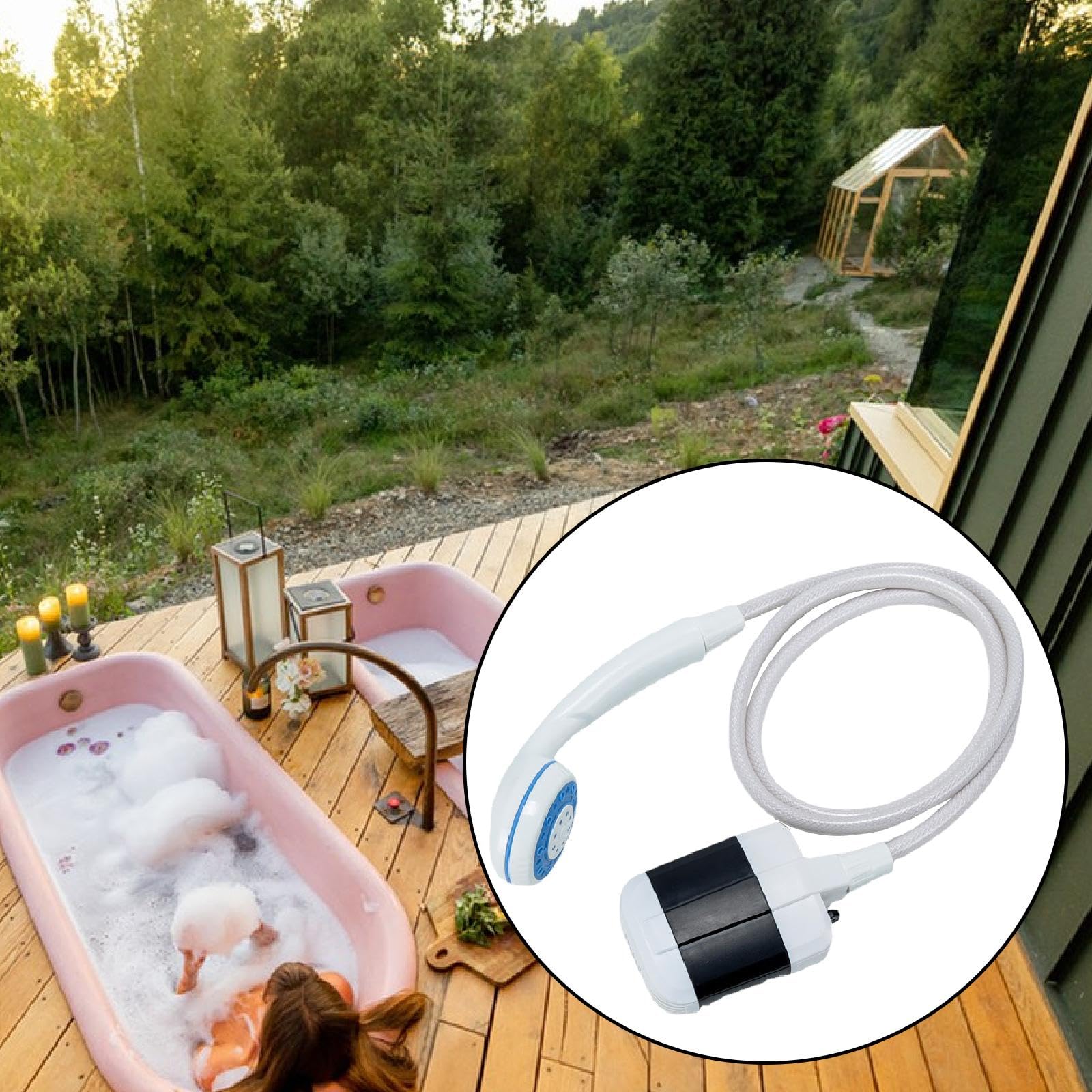Rakuten - RVバックパッキング植物の水やり用シャワーヘッド付きポータブルコンパクトシャワー