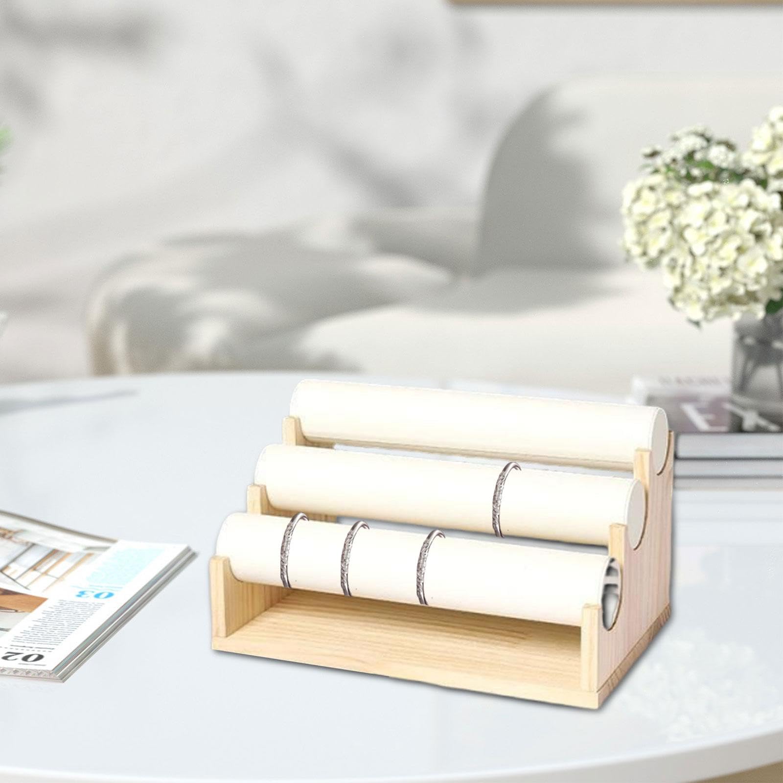 ブレスレットディスプレイスタンド ブレスレットディスプレイラック 3段 取り外し可能 実用的 ショーケースラック カウンタートップ ドレッシングテーブル 家庭用 黒