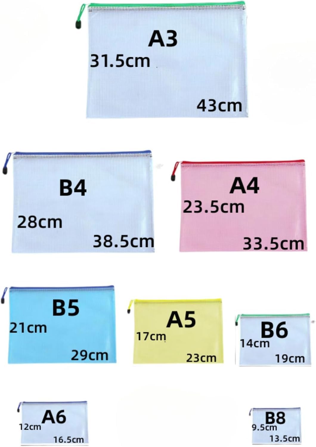 10枚 ジッパー式ファイル袋、A4/B4/A3/B5/A5/B6/A6サイズメッシュファイルケース PVC防水タイプ フォルダー 大容量 書類収納ケース 出張旅行整理必需品ランダムカラー (B6) utaric-10032255 utaric サンプル画像2