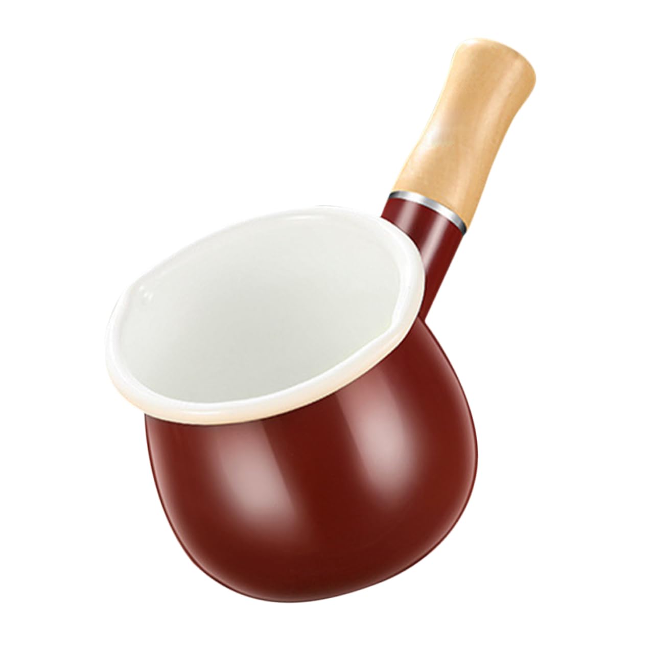 小さなミルクポット エナメルクリーマーピッチャー ハンドル付きピッチャー ミル ースケトル コーヒークリーマー容器 ハンドル付き 小さな牛乳容器 ミニ 木製