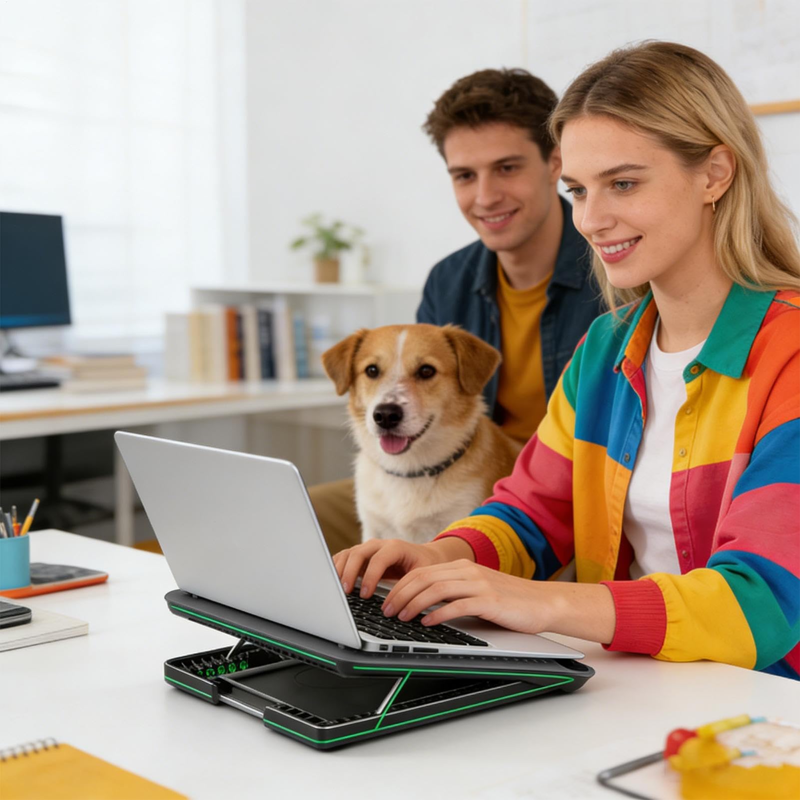 ノートパソコン 冷却 クーラー パッド - 調整 可能 高さ 調節 ライザー ステーション - アルミニウム合金製ノートパソコン用冷却パッド | キーボード、スマートフォン、タブレット、本、家庭、職場、寮、アパート対応