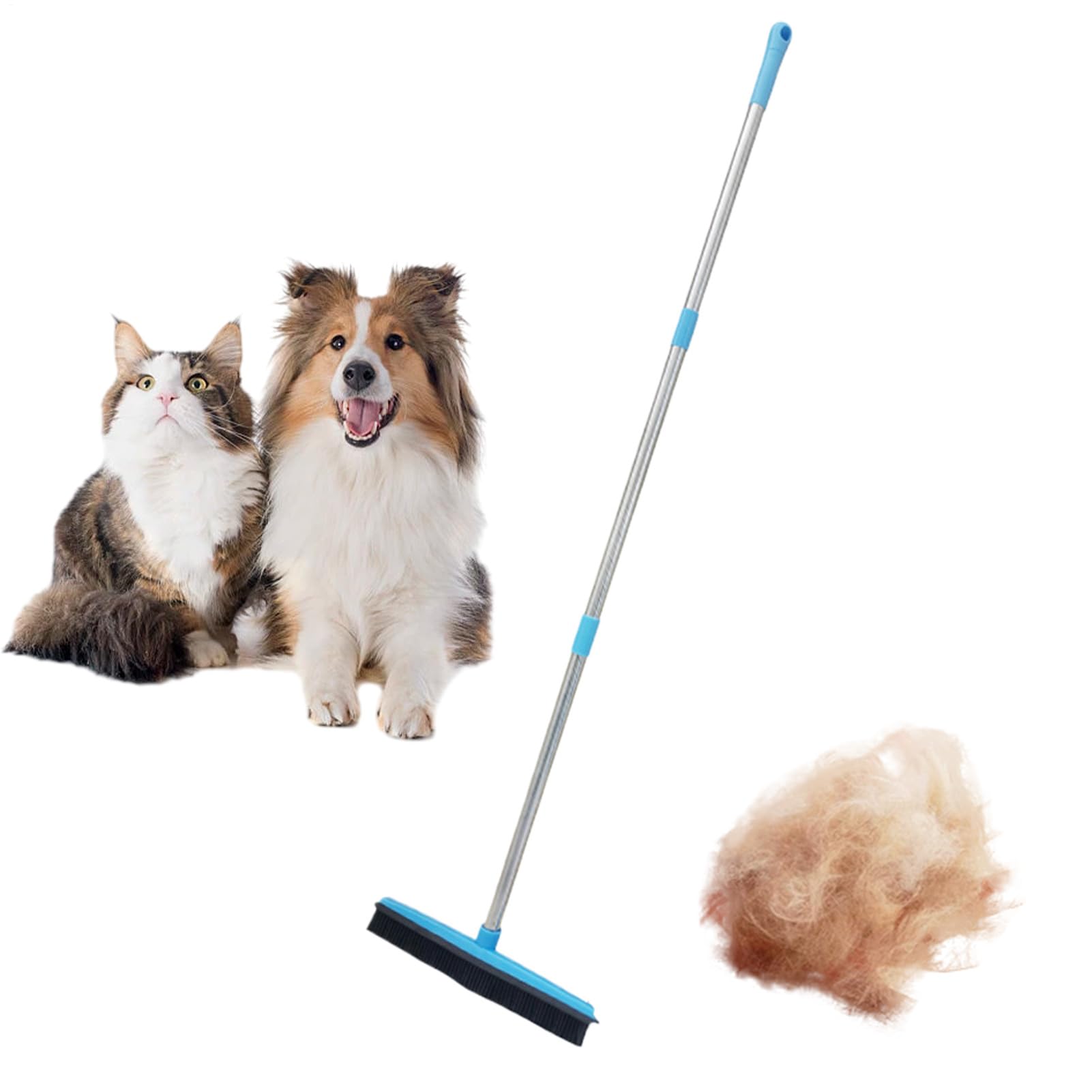 Rakuten - ペット ヘア ブルーム 長柄カーペット ヘア ほうき付き ほこり取り ラーク 室内 屋外 家庭 教室 ペット 抜け毛 お手入れ簡単 耐久性