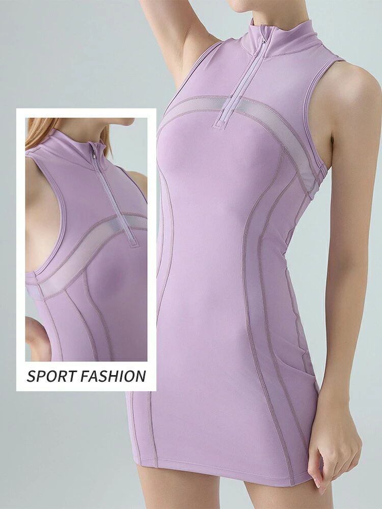 ノースリーブ ワンピース レディース ゴルフ 薄手 通気 速乾 ヨガ ジム フィットネ...