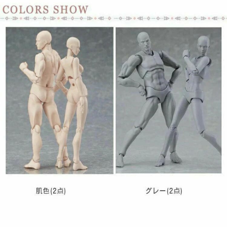 デッサン人形 グレー 女性 男性 漫画 モデル人形 イラスト キャラクター スタンド付き デッサン人形 練習 おすすめ フィギュア 作画 模型 小道具 肌色 素体 2点セット ポージング人形 模型 ドールタイプ 2