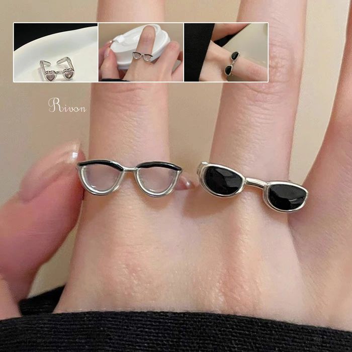 ＼選べる2点セット／指輪 オープンリング 可愛いメガネリング レディース メンズ ユニセックス サイズ..
