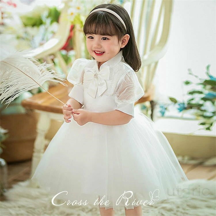 リングガール ドレス ベビードレス 結婚式 80 90 フラワーガール ベビー ピアノ発表会 ドレス 子供ドレス セレモニードレス 赤ちゃん ピアノ発表会 ワンピース 女の子 パフスリーブ ふんわり 演奏会ドレス 七五三 キッズ 子供 ホワイト 入園式 お宮参り 百日祝い 誕生日
