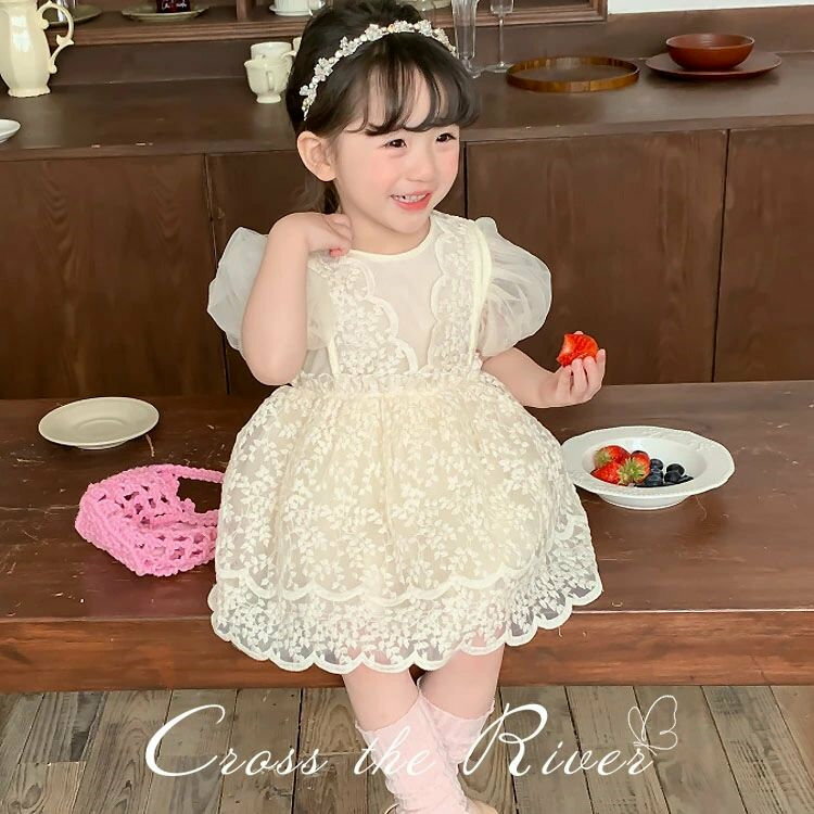 リングガール ドレス ベビードレス 結婚式 女の子 チュールドレス パフスリーブ ピアノ発表会 ワンピース 子供ドレス ベビーワンピース ベージュ プリンセスドレス 春夏 秋 赤ちゃん 新生児 発表会 子供服 撮影 イベント ファスナー かわいい 誕生日 プレゼント ギフト