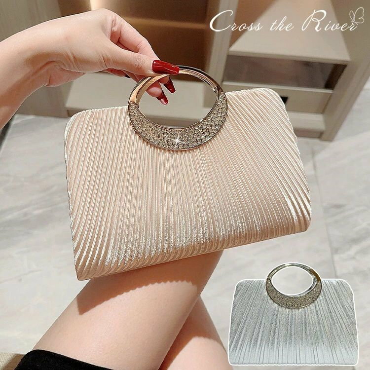 プリーツ パーティーバッグ サテン ハンドバッグ ゴールド 2way キラキラ スマホショルダー 横型 結婚式バッグ ドレス バッグ ショルダーバッグ レディース フェミニン パーティー 結婚式 謝恩会 披露宴 発表会 二次会 お呼ばれ 同窓会 演奏会 成人式 ウェディング