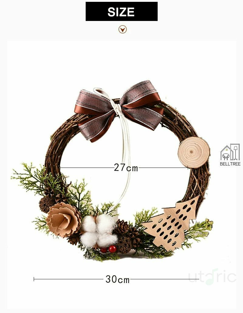 クリスマスリース 外径30cm ナチュラルリース 玄関 部屋 北欧 ナチュラル 手作り ...