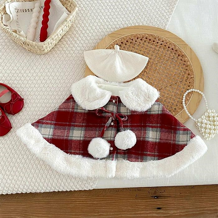 Poncho para bebé, capa, Navidad, disfraz de Papá Noel, capa para niños, disfraz de Papá Noel, disfraz de Navidad para niños, protección contra el frío, capa para niños, ropa de bebé gruesa y esponjosa, disfraz de Navidad, abrigo, ropa de abrigo para niñas, disfraz de Papá Noel, regalo para bebé, disfraz de Papá Noel, Otoño/Invierno — vista 2