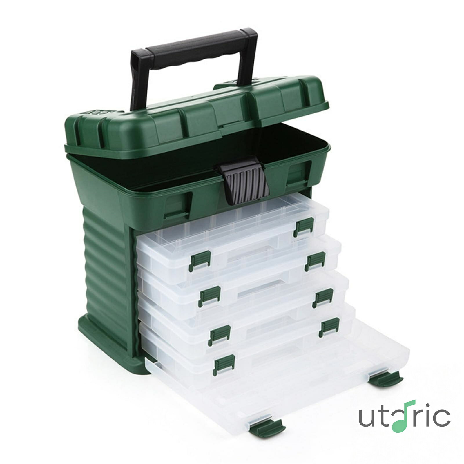 釣り道具 5 層ポータブル釣りボックス餌箱釣具アクセサリー収納ボックスアクセサリーボックス 釣具(緑)