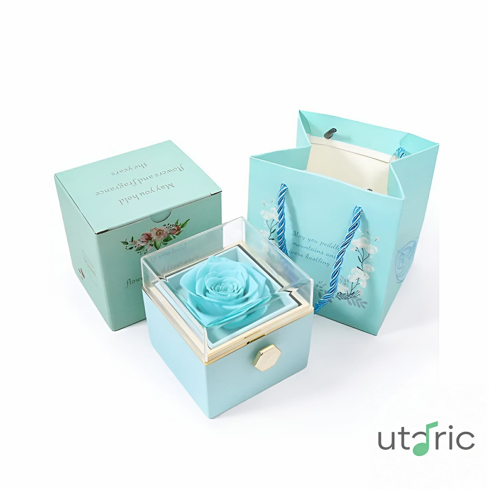 回転ジュエリーボックス 枯れない花の回転可能なジュエリーボックス バラの回転宝石箱 ネックレスケー..