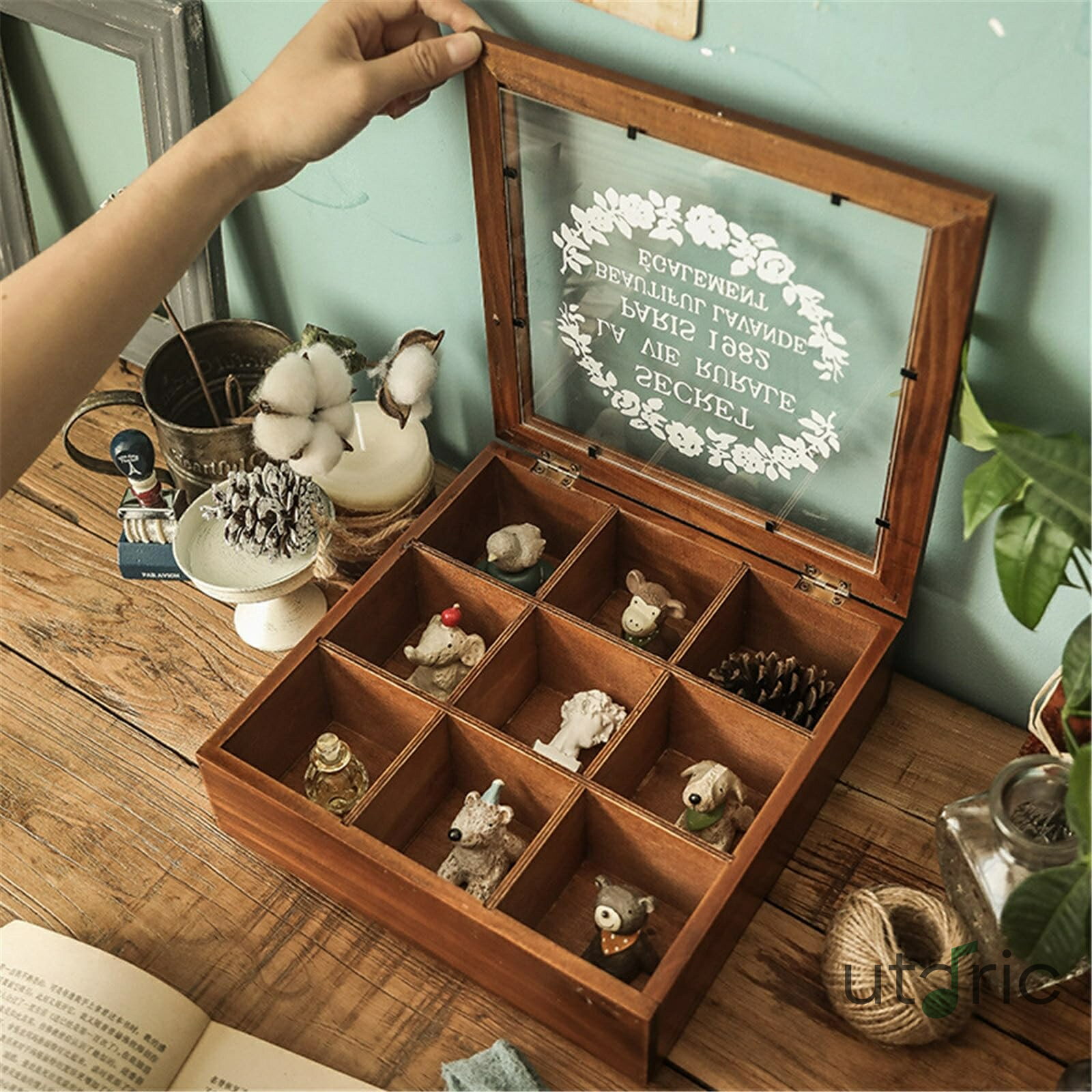 木製 デスクトップ収納ラック ジュエリー収納ボックス木箱デスクトップボックス 卓上 小物収納ボックス