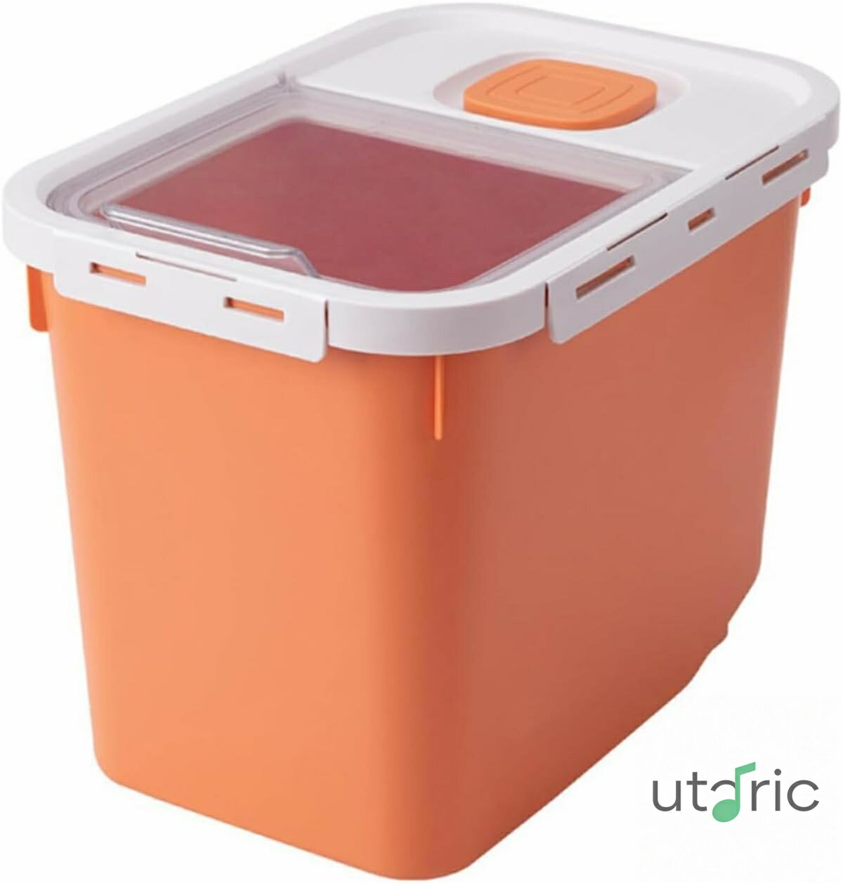 ペットフードストッカー 密閉 保存容器 密閉 犬餌 猫餌 フレッシュロック 飼料保管箱 貯蔵タンク 米保存容器食品を新鮮状態に保ち、用途が広く 10kg真空保存容器 防虫/湿気防止/酸化防止 長期保存 梅雨対策 鮮度キープ フードストッカー (オレンジ色)