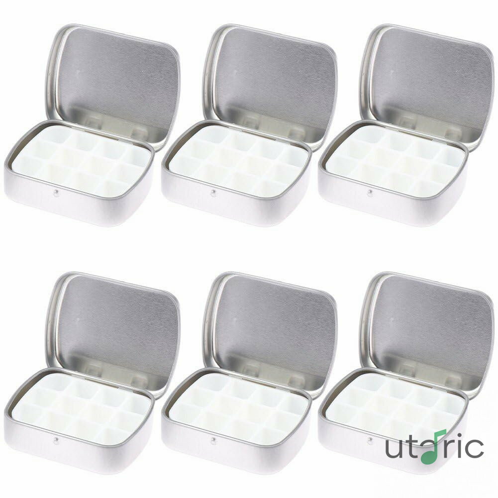 ミニ包装ボックス ブリキ缶 ペイントケース ネイルアート収納ケース 顔料混合トレイ メイクアップパレット 水彩混合トレイ 水彩パレット マニキュア 描画トレイパレット 鉄 6個セット