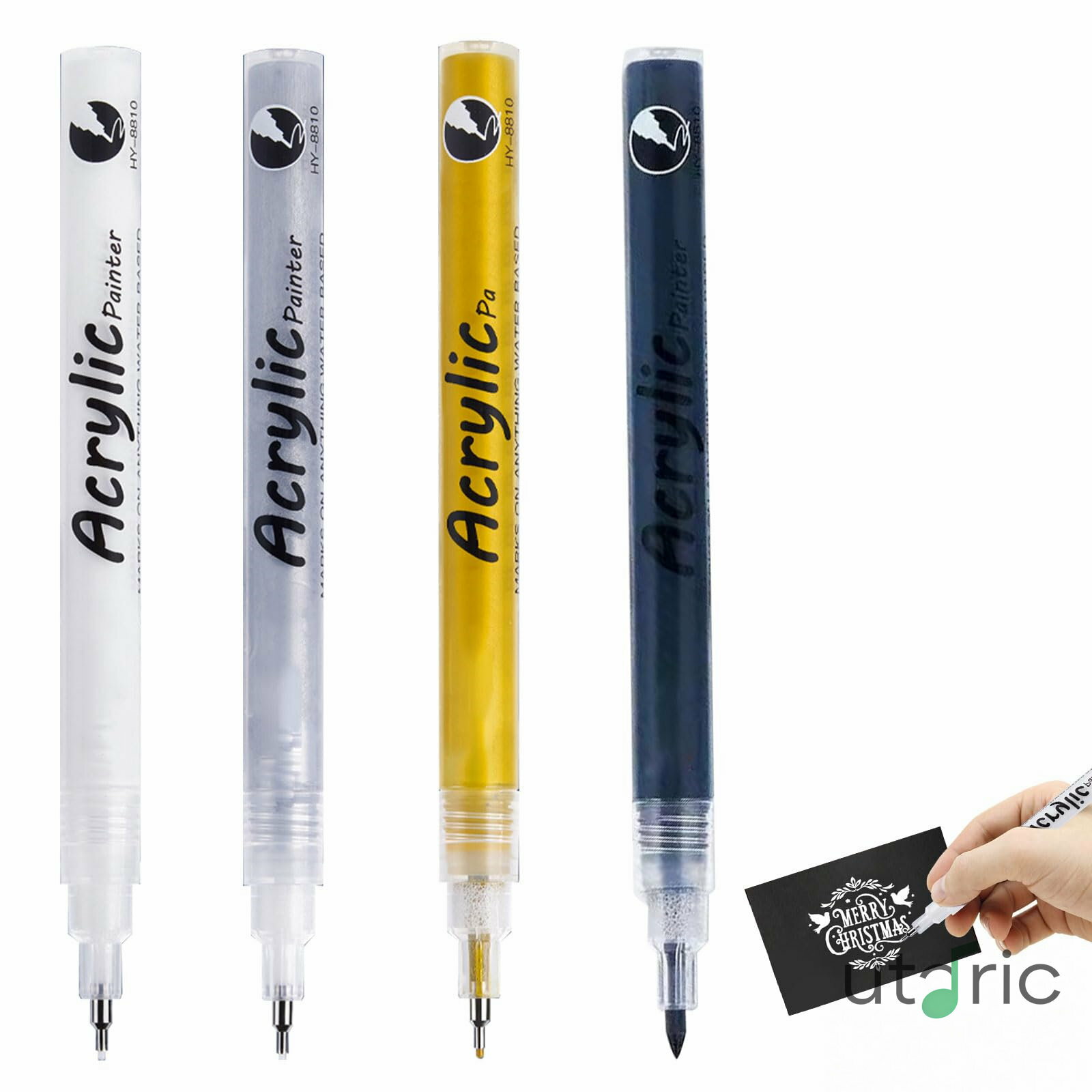 アクリルペン 極細 白ペン マーカーペン セット【4本入り】0.5mm 0.7mm 金銀 マーカー ニードルペン 細字 耐水 水性ペン ハイライトペン 黒ペン 製図ペン イラスト 漫画ペン DIY サプライズボックス 手帳 手作り カード 年賀状 布 石 陶器 セラミック ガラス 木材 金属用 4色