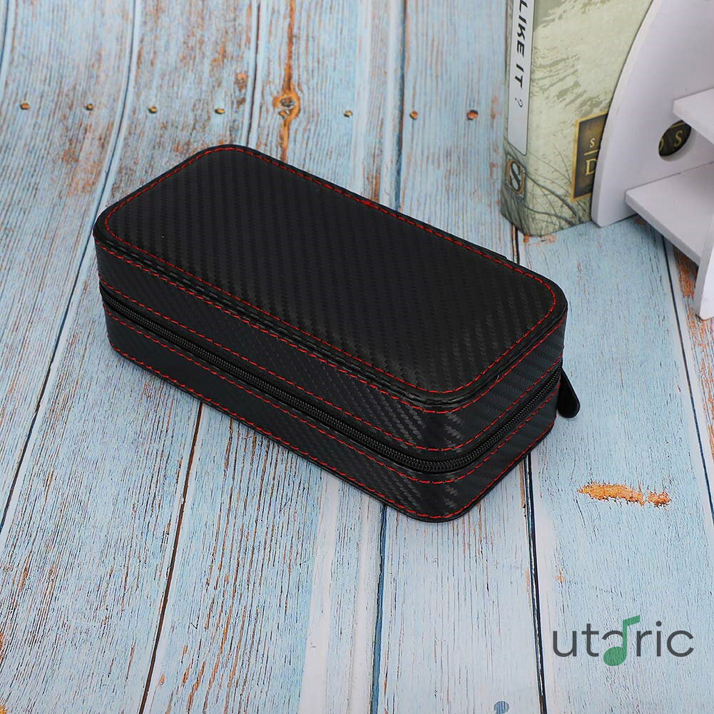 豪華なブラック2グリッドウォッチケースオーガナイザーボックス ジュエリーストレージコンテナ 腕時計用